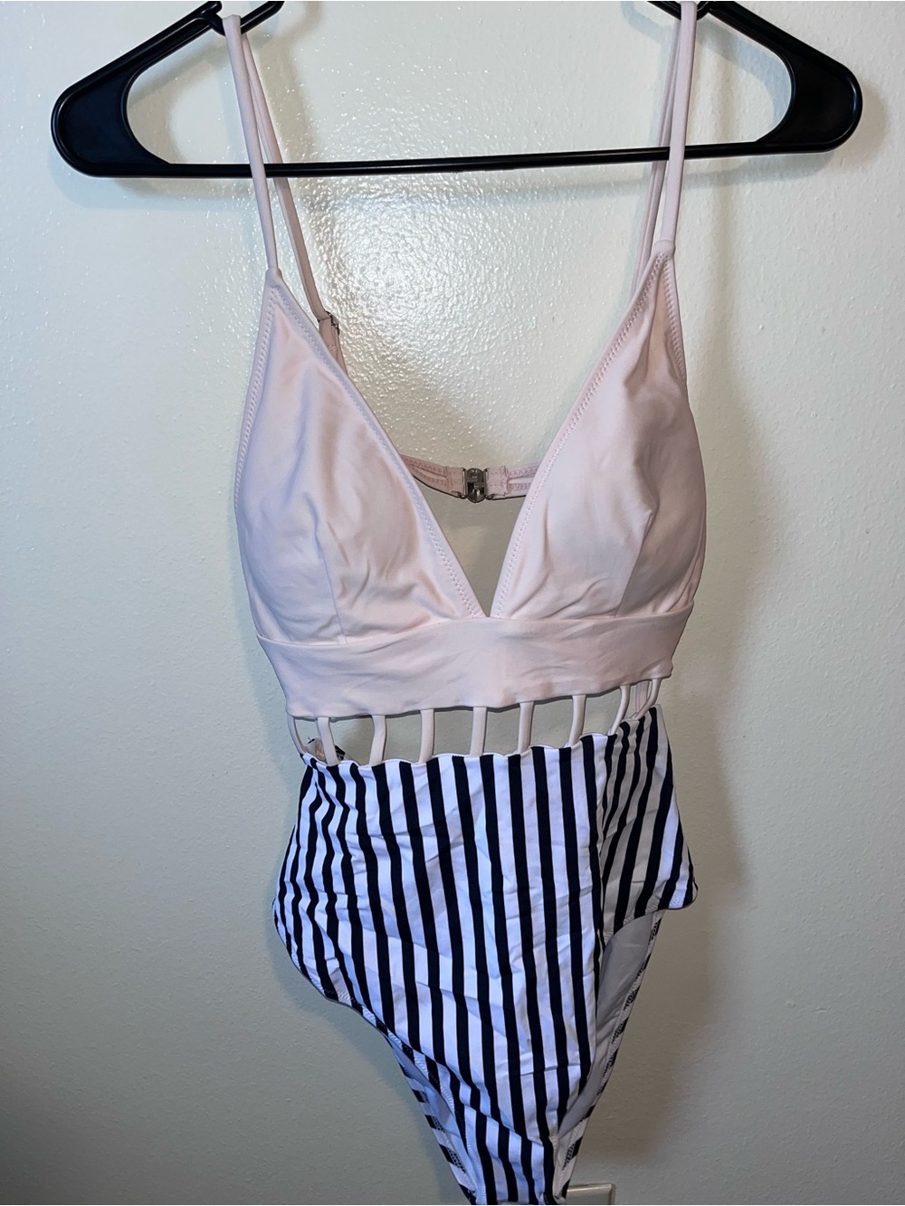 Women's Cupshe Pale Pink Strappy One-Piece Swimsuit NWT
